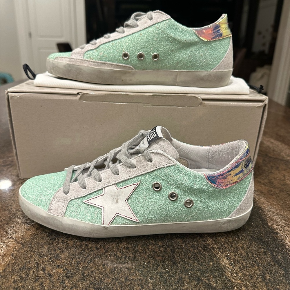 Golden Goose Mint Glitter Superstars. - Picture 4 of 8
